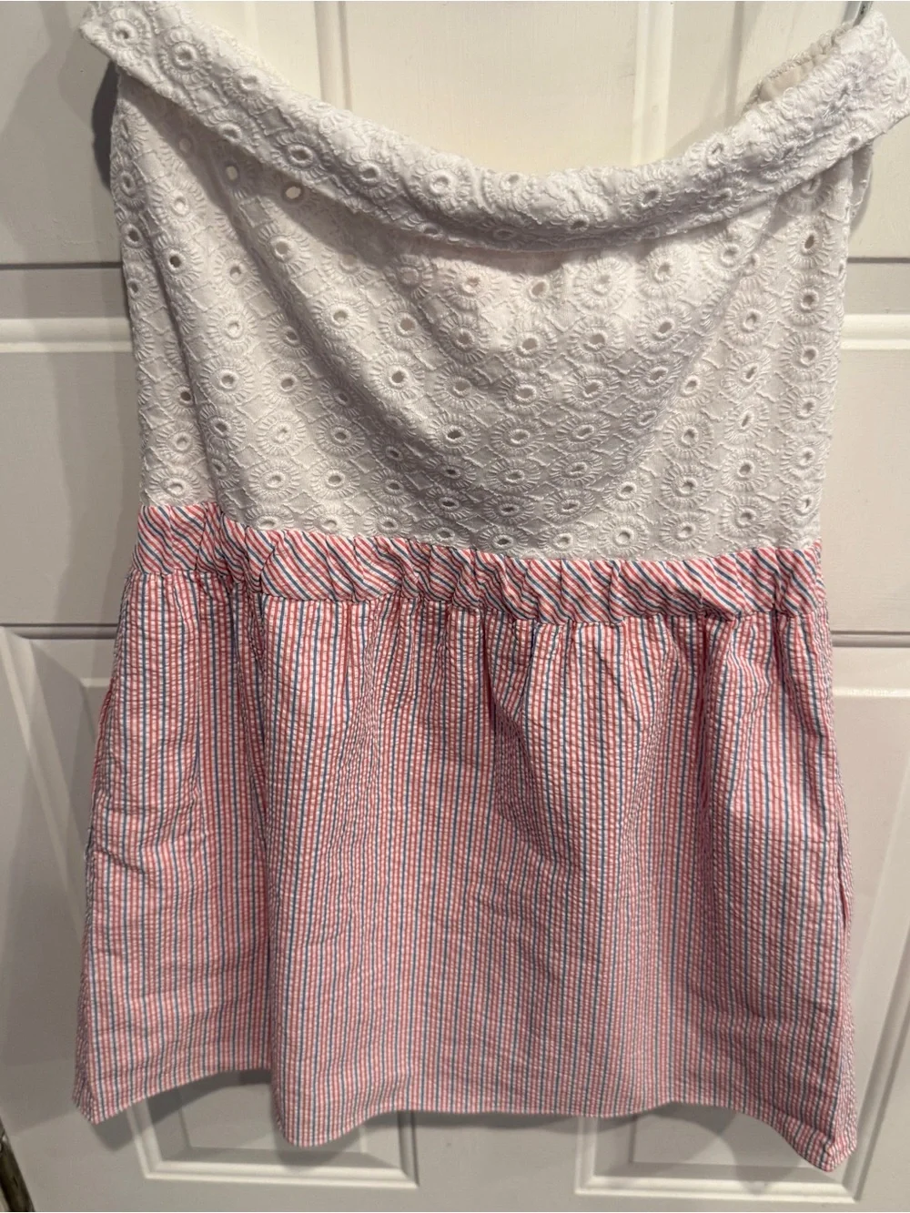 Lilly Pulitzer Esmerelda Worth Blue Ahoy Seersucker Strapless Dress NWT - Picture 6 of 6